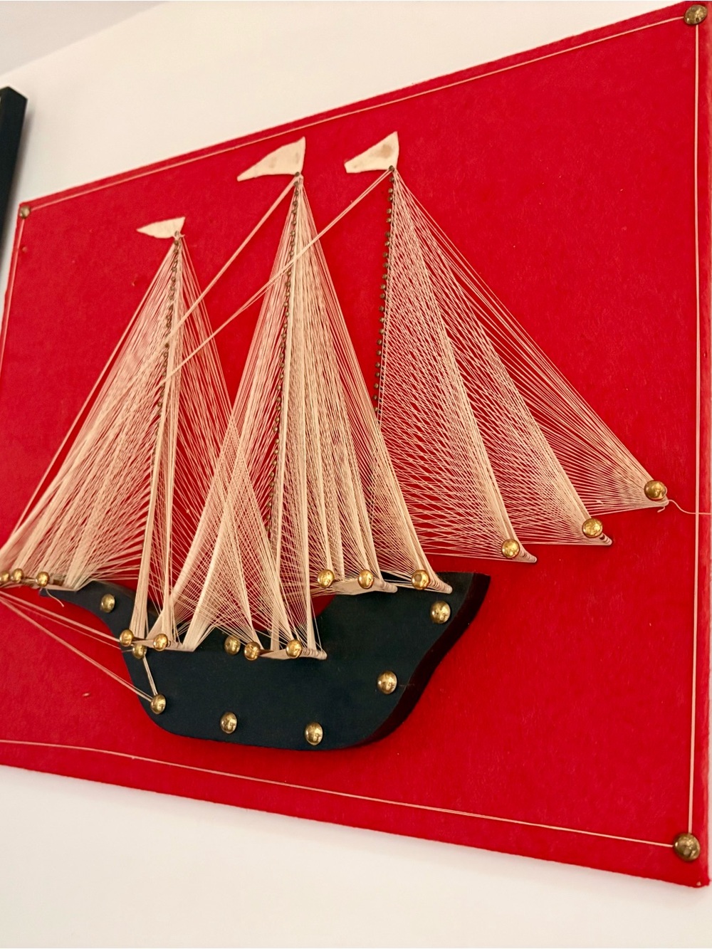 MCM 1970s String Art Sailboat Wall Décor